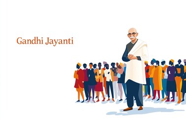 Wall Mural - illustration of Mahatma Gandhi 2nd October Gandhi jayanti white background.