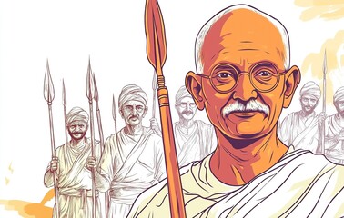 Wall Mural - illustration of Mahatma Gandhi 2nd October Gandhi jayanti white background.