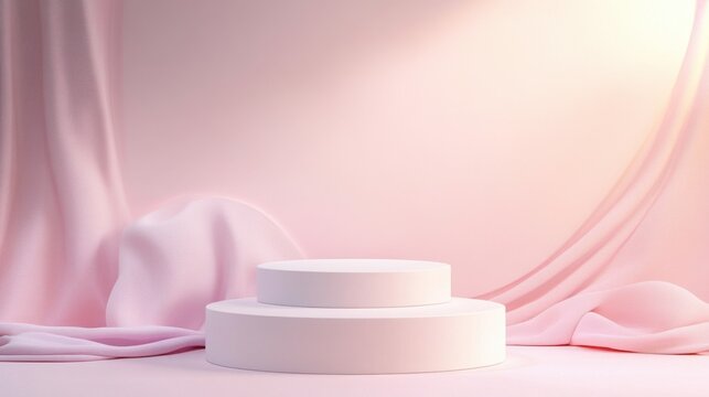 A stylish podium against a soft gradient background, providing ample room for your text or branding elements.