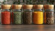 © CHAKKAPONG - Personalized spice jar set with engraved labels, kitchen-themed gift, 3D illustration