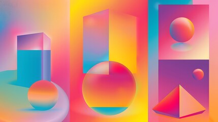 Poster - Abstract Geometric Shapes with Gradient Colors.