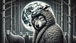© FantasyLand86 - A wolf in sheep's clothing standing in a moonlit forest, with the sheep's mask partially lifted.