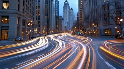 Canvas Print - A city street with cars and buildings in the background, AI