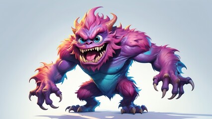 Wall Mural - Illustration drawing featuring a monster, created using colored pencils isolated on a clean white background