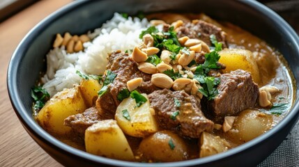 Canvas Print - Massaman curry with beef, potatoes, and peanuts