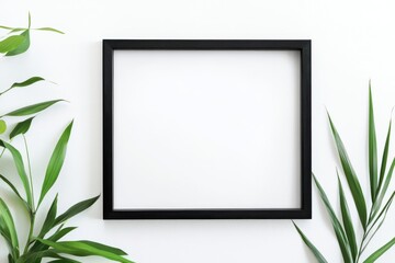 frame with grass on white background