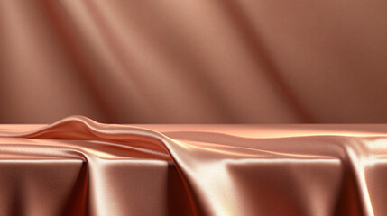 Poster - empty table podium on rose gold background. generative ai.