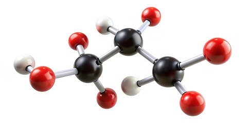 A perspective view of a molecule, looking down from above, with carbon at the top and hydrogen and