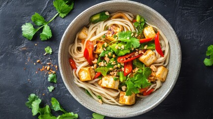 Canvas Print - Phat Thai noodles with tofu and vegetables