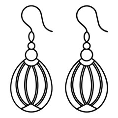 earrings outline coloring book page line art illustration digital drawing