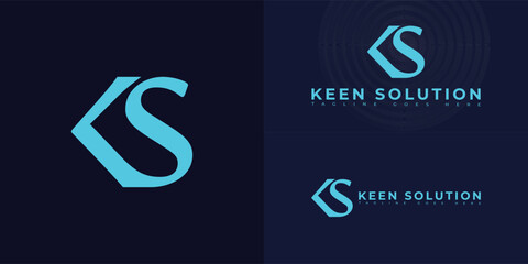 Wall Mural - Modern vector logo initial letter KS or SK in blue color isolated on multiple background colors. The logo is suitable for marketing and sales company logo design inspiration templates.