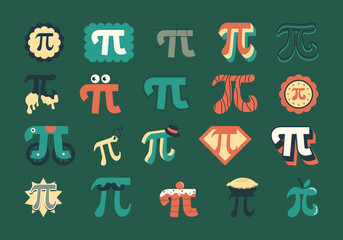 Pi Day Illustration Element Set