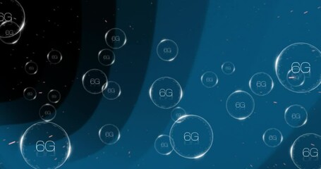 Poster - Animation of 6g text and data processing over blue circles