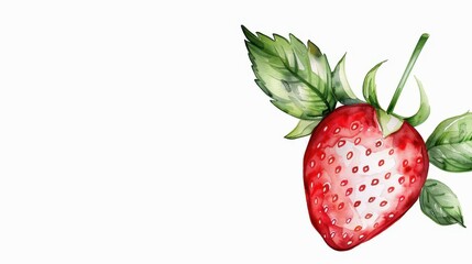 Sticker - Vibrant watercolor of fresh strawberries, beautifully laid out on a white background for a stunning visual appeal.