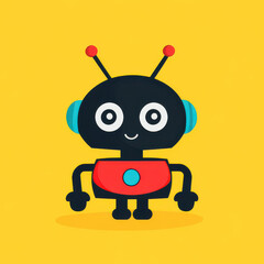 Poster - A sleek flat design icon featuring a futuristic AI robot, perfect for techrelated projects and presentations.