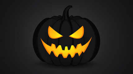 Poster - A dark, mysterious jackolantern with eerie glowing eyes and a mouth, perfect for your Halloween celebration.