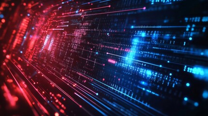 Leinwandbilder - A dynamic digital network background, glowing circuits and flowing data streams representing advanced technological abilities and processes
