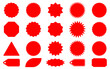 © pixel.99 - Price sticker set red sunburst badge icon sale special offer discount price tag promotional badges shopping labels red stickers