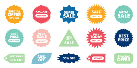 Poster - Sunburst starburst price sticker label badges icon set sticker sale offer discount text tag shopping badge promotion marketing