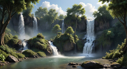 Poster - waterfall in plitvice national park