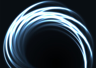 Wall Mural - Blue neon curved spiral wavy lines abstract technology background. Futuristic glowing vector design