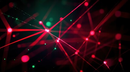 Aufkleber - Vibrant abstract background with red and green light beams, creating a dynamic interplay of colors and shapes in a digital space.