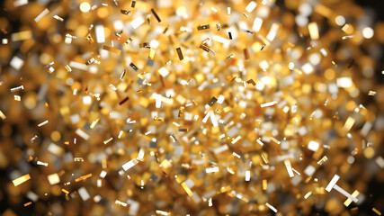 Background of many shining golden confetti