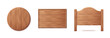 © klyaksun - Wood signs set isolated on white background. Vector realistic illustration of blank round and rectangular wooden signboards with natural texture, brown plaques, saloon signboard, interior element