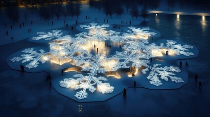 Wall Mural - Snowflake-Inspired Community Center
