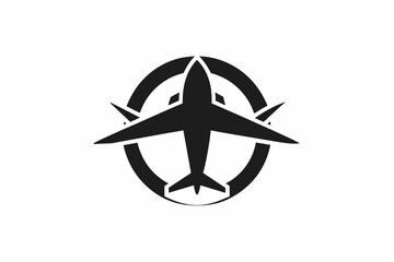 A minimalist Travel logo vector art illustration with a plane icon logo, featuring a modern stylish shape with an underline