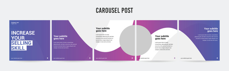 Wall Mural - stunning carousel post template, editable social media layout design, business instagram & linkedin 