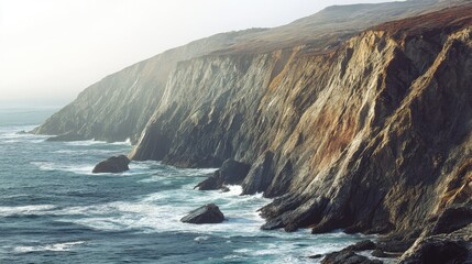 Powerful Waves Crashing on Rocks
