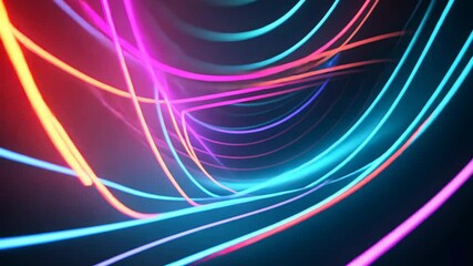 Wall Mural - Vibrant wave patterns in neon colors create a dynamic, mesmerizing background for modern design and digital artwork.