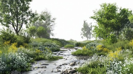 Canvas Print - Serene lush green nature wallpaper