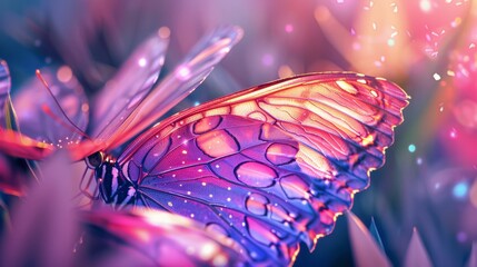 Poster - Bright digital butterfly wing gradient festival wallpaper - vibrant artistic wing artwork with colorful gradients and festival theme - ideal for decorative backgrounds and creative design projects