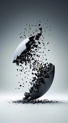 Poster - interest rate symbol breaking apart as it descends, symbolizing financial uncertainty