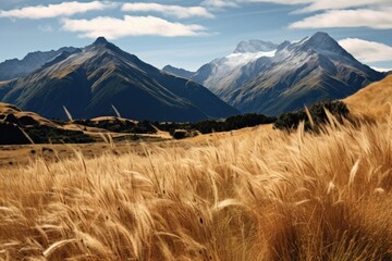 Wall Mural - Meadow mountain landscape grassland.