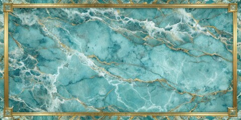 Wall Mural - Luxurious ocean tone marble and mineral gold texture with gold border , luxury, ocean, marble, mineral, gold, texture