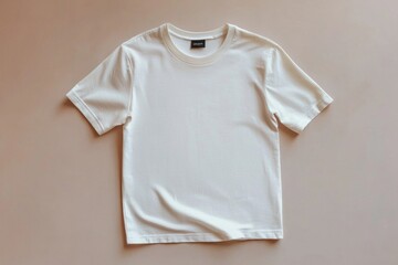 Simple Tshirt Flatlay mockup in beige background created with generative AI