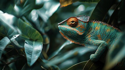 A chameleon seamlessly merges with its environment, highlighting natures extraordinary ability to adapt.