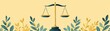 © Chanoknan - An elegant illustration of a balance scale surrounded by decorative leaves, symbolizing justice and fairness in law.