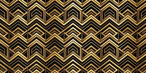 Golden Art Deco Chevron Pattern, Geometric, Abstract, Design