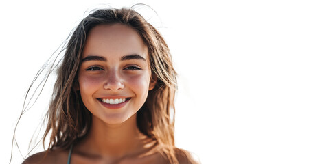 beautiful young woman smiling at the camera