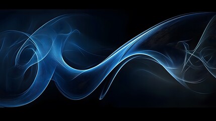 Wall Mural - Abstract Blue Swirls on Black Background