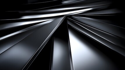 Wall Mural - abstract black and white metallic geometric shapes background