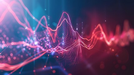 Poster - Abstract digital network with glowing lines and dots in a futuristic style.