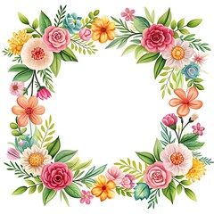 Canvas Print - illustration of floral frame background.  Ai Generated