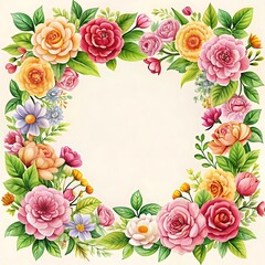 Poster - illustration of floral frame background.  Ai Generated