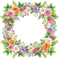 Poster - illustration of floral frame background.  Ai Generated