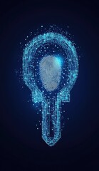 Poster - Digital fingerprint security design illustrated on a blue background featuring a digital key concept for technology, cybersecurity, and data protection